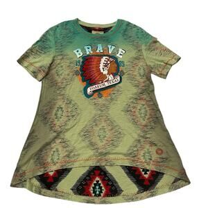 Double D Ranch Western Native American Beaded Embroidered T Shirt Top Women's M